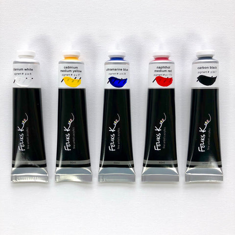 Feliks K. Fine Artist Acrylic Paints 5 Set - 60 mL tubes, 2 oz